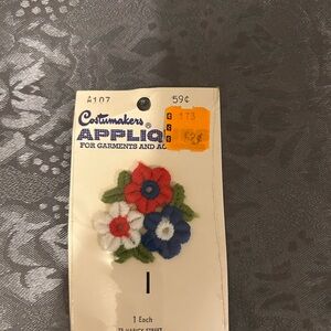 Red, white, and blue florals iron on patch